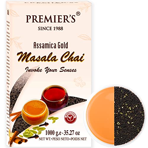 Image of PREMIER'S Masala Chai Carton Pack 1000g (CTC Leaf Tea with Real Spices 1 KG, Strong and Robust Chai, Traditional Indian Chai, 500 Cups)