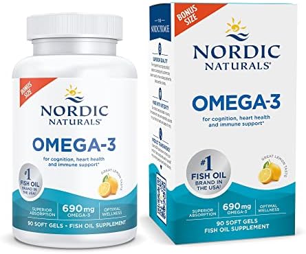 Nordic Naturals Omega-3, Lemon Flavor - 90 Soft Gels - 690 mg Omega-3 - Fish Oil - EPA & DHA - Immune Support, Brain & Heart Health, Optimal Wellness - Non-GMO - 45 Servings