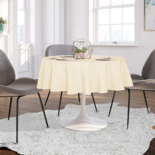 Sancua Round Tablecloth - 60 Inch - Water Resistant Spill Proof Washable Polyester Table Cloth Decorative Fabric Table Cover For Dining Table, Buffet Parties And Camping, Beige #TOP2