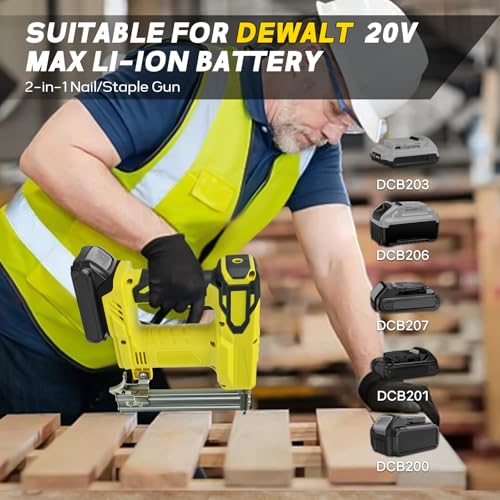 Cordless 18 Gauge Nailer Gun for DeWalt 20V Max Battery, 18 GA 2 in 1 Brad Nailer/Staple Gun with Pack of Nails and Staples Nail Gun for Home Improvement & Woodworking(No Battery) - Thumbnail 3