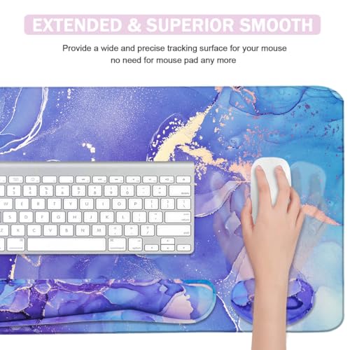 Image of WB WEIRDBEAST 4-in-1 Large Mouse Pad & Wrist Support Mousepad Set, Extended Desk Pad Waterproof Desk Mat for Home Office & Gaming, Black, Silicone & Memory Foam