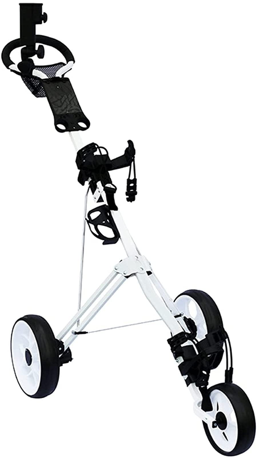Golf Push Cart, Golf Push Cart mit 3 Rädern, Leichter Hand-Golfwagen mit Schirmhalter und Getränkehalter, einfach zu öffnen und zu schließen