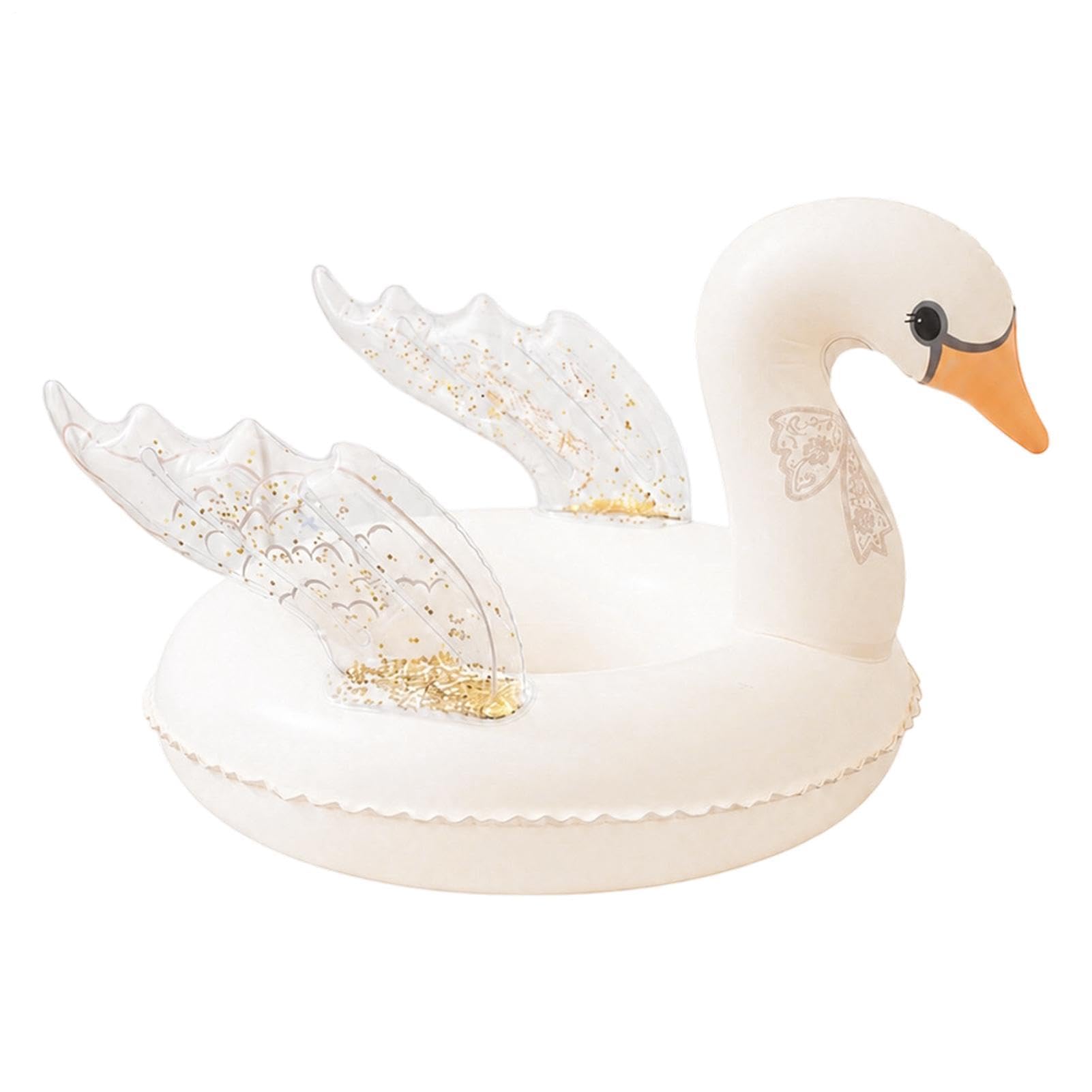 Swan Pool Float, Large Inflatable Rider, 55x47x27cm, Animal Water Lounger, White Swan Raft, Quick Inflation Valves, for Lake Beach River Swimming Pool Summer Holiday