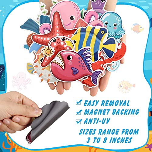 24 Pcs Ocean Cruise Door Decorations Magnetic Sea Animal Car Magnets Fish Fridge Magnets for Door Magnets Animal Magnets Turtle Crab Magnet Stickers for Car (Sea Animals)