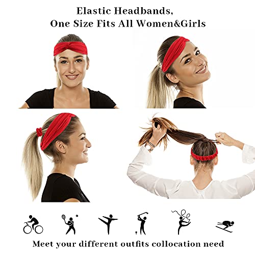 AHONEY 20 PACK Head Bands for Women's Hair Twist Headband Stretchy Workout Elastic Fabric Solid Color Turban Headbands Hair Bands Hair Accessories for Women Fashion Sport YogH
