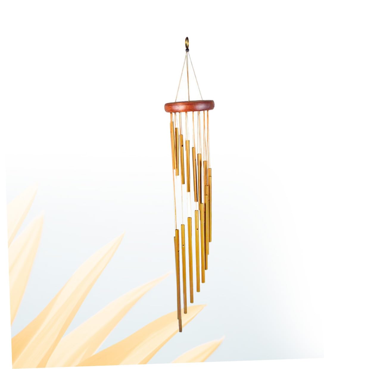 Campanas de Viento Grandes de 18 Tubos Esmerilados Dorados | Tubo de Afinación en Madera y Metal, Adornos Colgantes Paso a Paso, Música Duradera