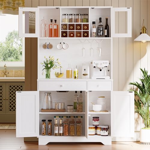 Ironck HK-P-01 Kitchen Pantry Storage Cabinet 72 Inch Height With Doors, Drawer, Adjustable Shelves, Freestanding Cupboard Hutch Cabinet thumb #1