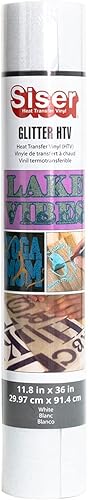 Siser Vinilo de transferencia de calor con purpurina blanco 11.8 x 36 pulgadas