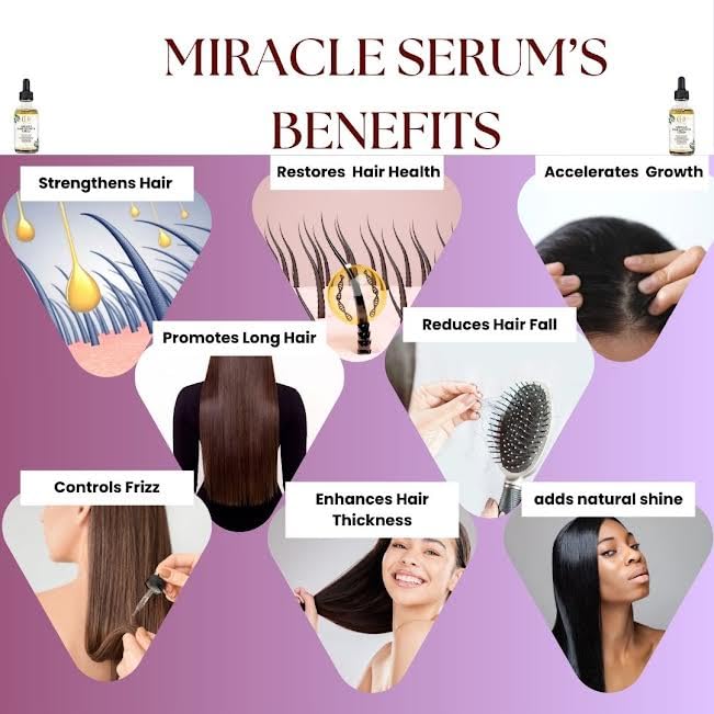 Miracle Hair Serum | Natural Hair Thickening & Nourishing Oil for Fuller | Healthier-Looking Hair – Frizz Control | Shine Enhancer & Scalp Care – Lightweight | Non-Greasy Formula (2 fl oz)