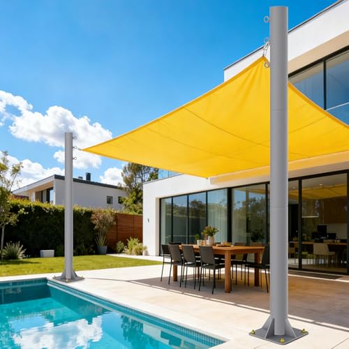 2 Pack Sun Shade Poles,10Ft Shade Sail Poles with Flat...