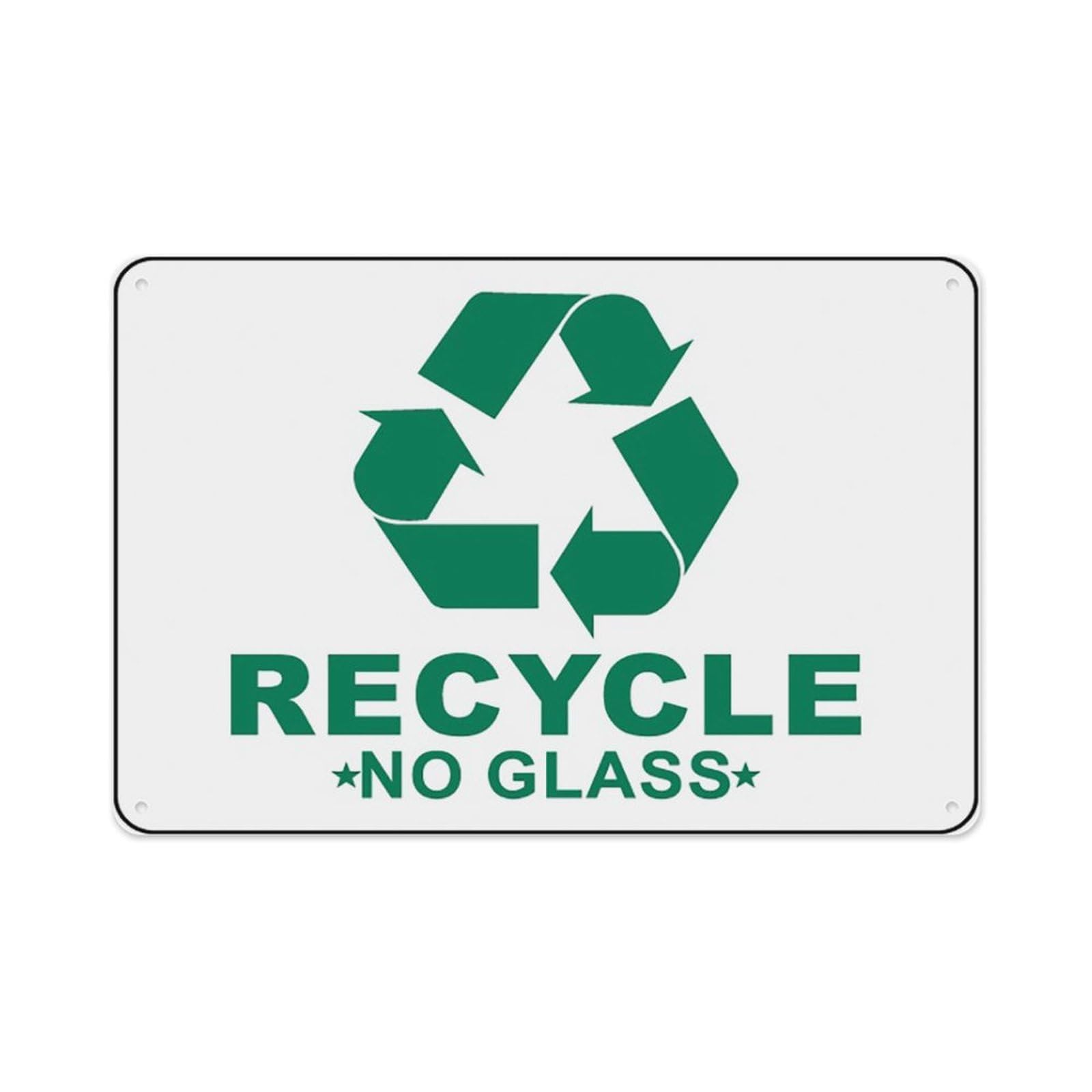 peiyeety No Glass Recycle Sign Aluminum Tin Warning Signs For Home Outdoor Garden 12X16 Inches