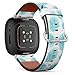 CJBROES Replacement Leather Watch Band, Compatible with Fitbit Versa 3 and Fitbit Sense of Wristband Bracelet Accessory - Tropical Palm Leaves