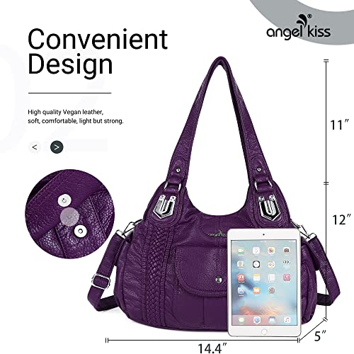 Image of Angel Kiss Purses and Handbags for Women Washed Vegan Leather Crossbody Hobo Satchel Shoulder Tote Purse