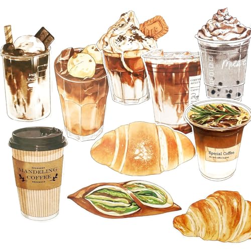 moin moin ポストカード メッセージカード カフェ ラテ コーヒー パン バター トースト おしゃれ イラスト アニマル ダイカット 30枚セット クロワッサン 食パン フラッペ/しおり ギフト グリーディングカード 多用途 お祝い 2408pos