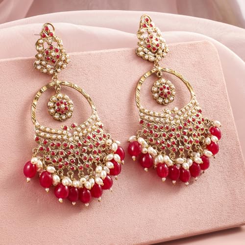 Image of Rubans Chandbali Earrings Gold Plated Kundan Jewellery Gift for Women & Girls
