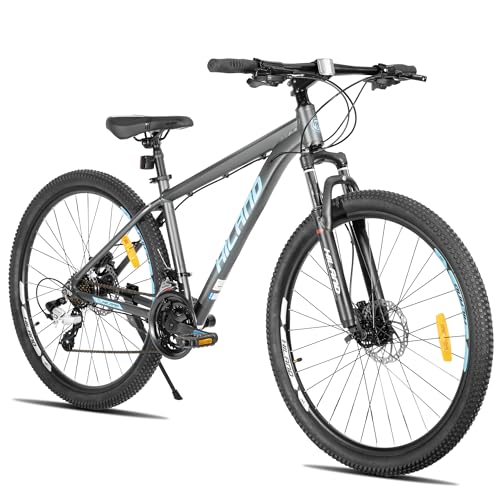 HILAND Bedrock VTT 27,5 Pouces Mixte, 24 Vitesses, Freins à Disque Hydrauliques, Cadre en Aluminium, Fourche Suspendue, Vélo Tout Terrain Homme Femme, Gris...