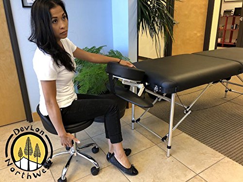 DevLon NorthWest Salon Stool with Back Rest Saddle Hydraulic Spa Stool (BLACK)