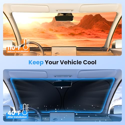 Image of Canvcle Windshield Sun Shade for 2021-2025 2026 Genesis GV80 Accessories Upgraded Double-Layer Front Window Sunshade Cover Sun Visor Protector Foldable Block UV Rays Keep Vehicle Cool