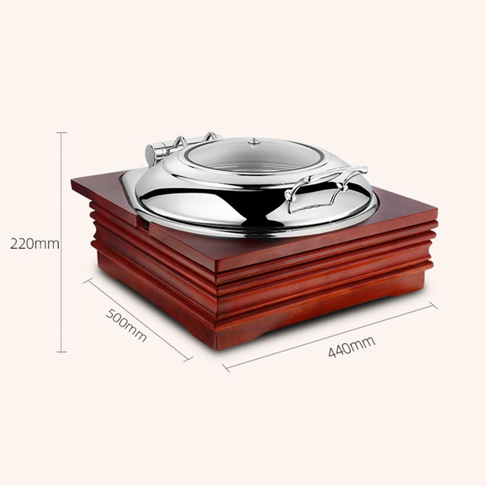 Set da buffet elettrico per buffet con pentole calde, set da buffet, scaldavivande rotondo, materiale in acciaio inossidabile per uso alimentare (A acciaio inossidabile) (A ceramica) (B ceramica)