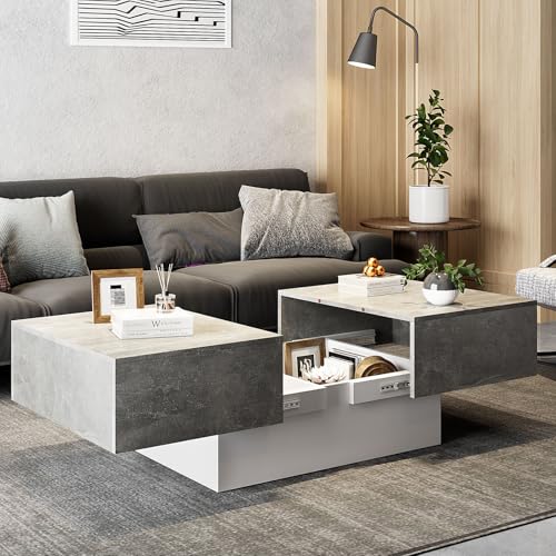 KEEPREAPER Coffee Table with Large Storage - Modern Nesting Table...