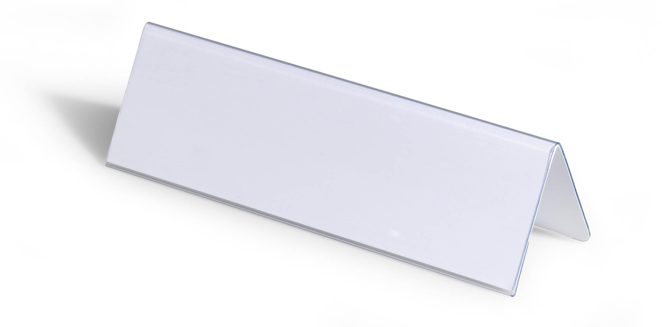 Durable Table Place Name Holder 61 x 210mm Transparent - Pack of 25 - Perfect for Meetings, Conferences, Events, etc.