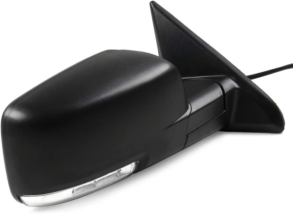 OCPTY Black Right Side Mirror Fit For 2011-2013 For Ram 1500 Textured Mirror Glass Manual Folding Heated Turn Signal