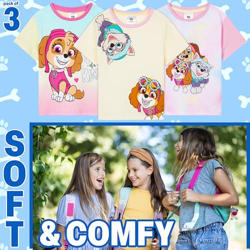 Get Trend T Shirts for Girls Pack of 3 Soft Breathable Short Sleeve Casual T Shirt Summer Holiday Girls Clothes Tees Gifts3
