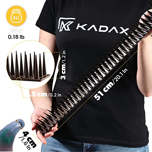 KADAX Plastic Bird Spikes, 51 x 4 x 3 cm, Wall Spikes, Fence Tops Spikes, Pigeon Repellent, Deterrent for Birds, Cats, Anti Climb Spikes, Squirrel Repellent (24, Brown)