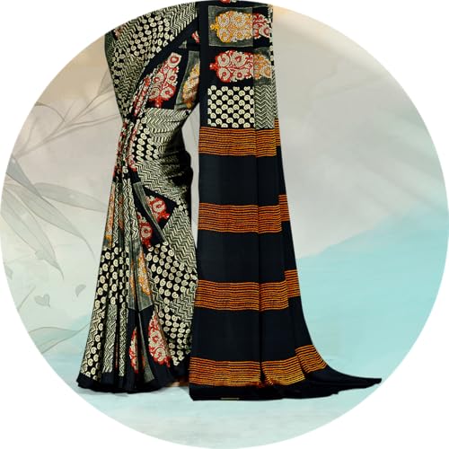 Image of Jaanvi fashion Women's Crepe Silk Saree with Unstitched Blouse Piece | Soft Lightweight Traditional Ethnic Wear Saree for Party, Wedding, Festival