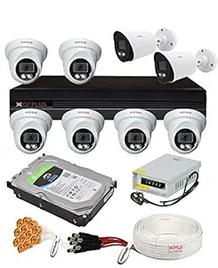 CP Plus H.265, 2.4 MP Guard+ Colorful View in Dark 8 Camera Combo Kit with (8Ch DVR, 6 Dome 2 Bullet Cameras, 4TB HDD, Power Supply, 90Mtr Cable, Audio Mic & Connectors) CCTV Security Camera Set
