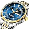 OLEVS Watches for Men Classic Business Dress Analog Quartz Stainless Steel Waterproof Luminous Calendar Date Diamond Silver/Gold/Blue Mens Watch #1
