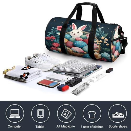 Gym Bag For Women Men Lightweight Basket And Easter Eggs Print Duffel Bag Personalized Travel Bags For Travel Sports4