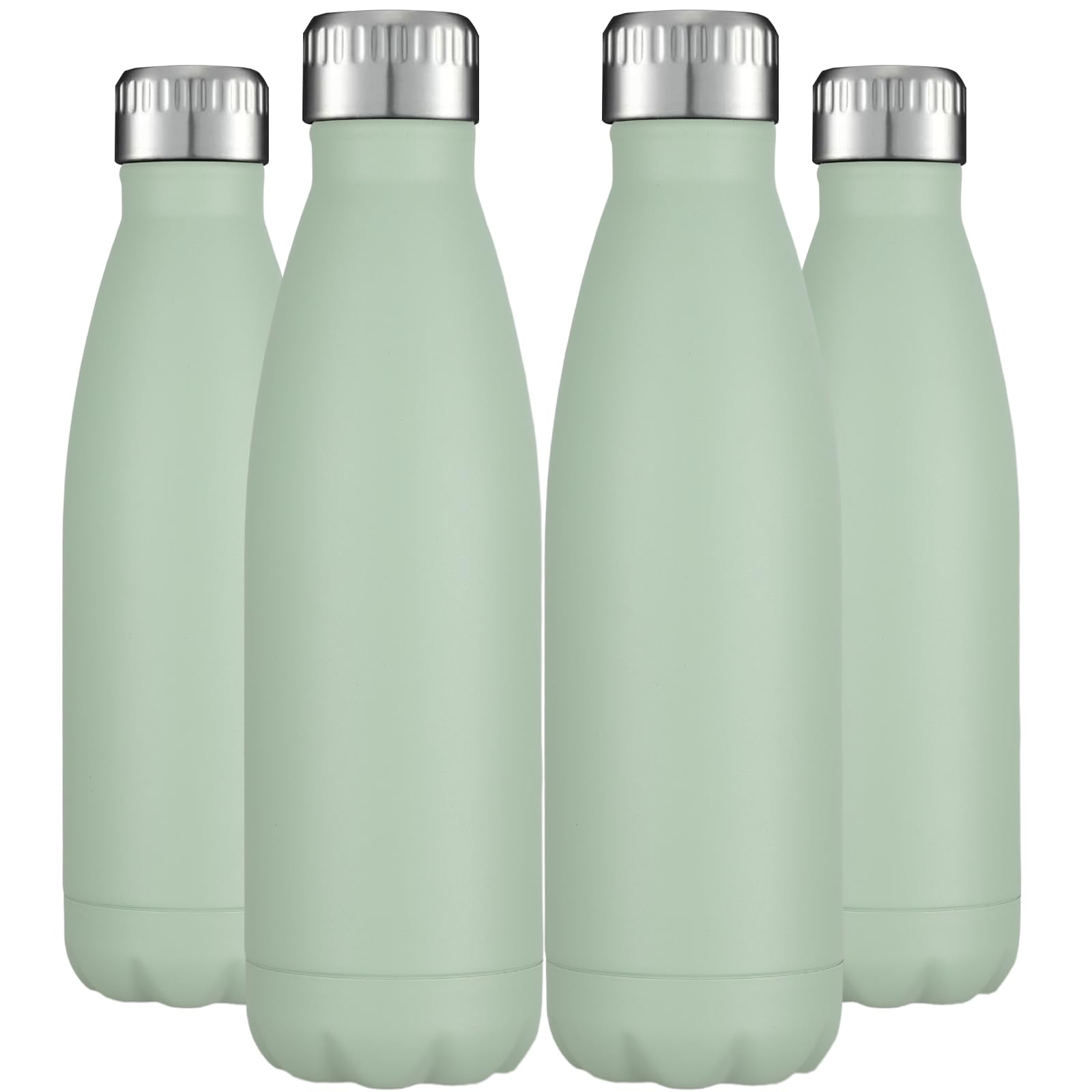 HASLE OUTFITTERS Edelstahl-Wasserflaschen, vakuumisoliert, doppelwandig, pulverbeschichtet, wiederverwendbar, Metall-Sport-Wasserflaschen, halten Getränke heiß und kalt, Hellgrün, 4 Packungen