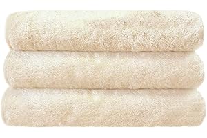 Premium Turkish Bamboo Bath Towels | Super Soft, Sustainable (20x35, Golden Beige) Set of 3