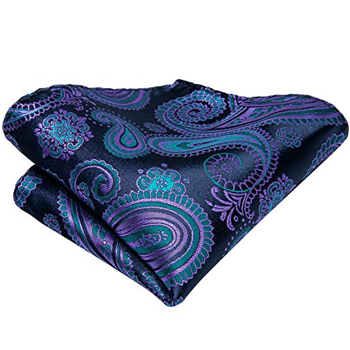Image of Hi-Tie Men 63inches Tie Set Extra Long Necktie Paisley Tie Pocket Suqare Cufflinks Big and Tall Men Tie