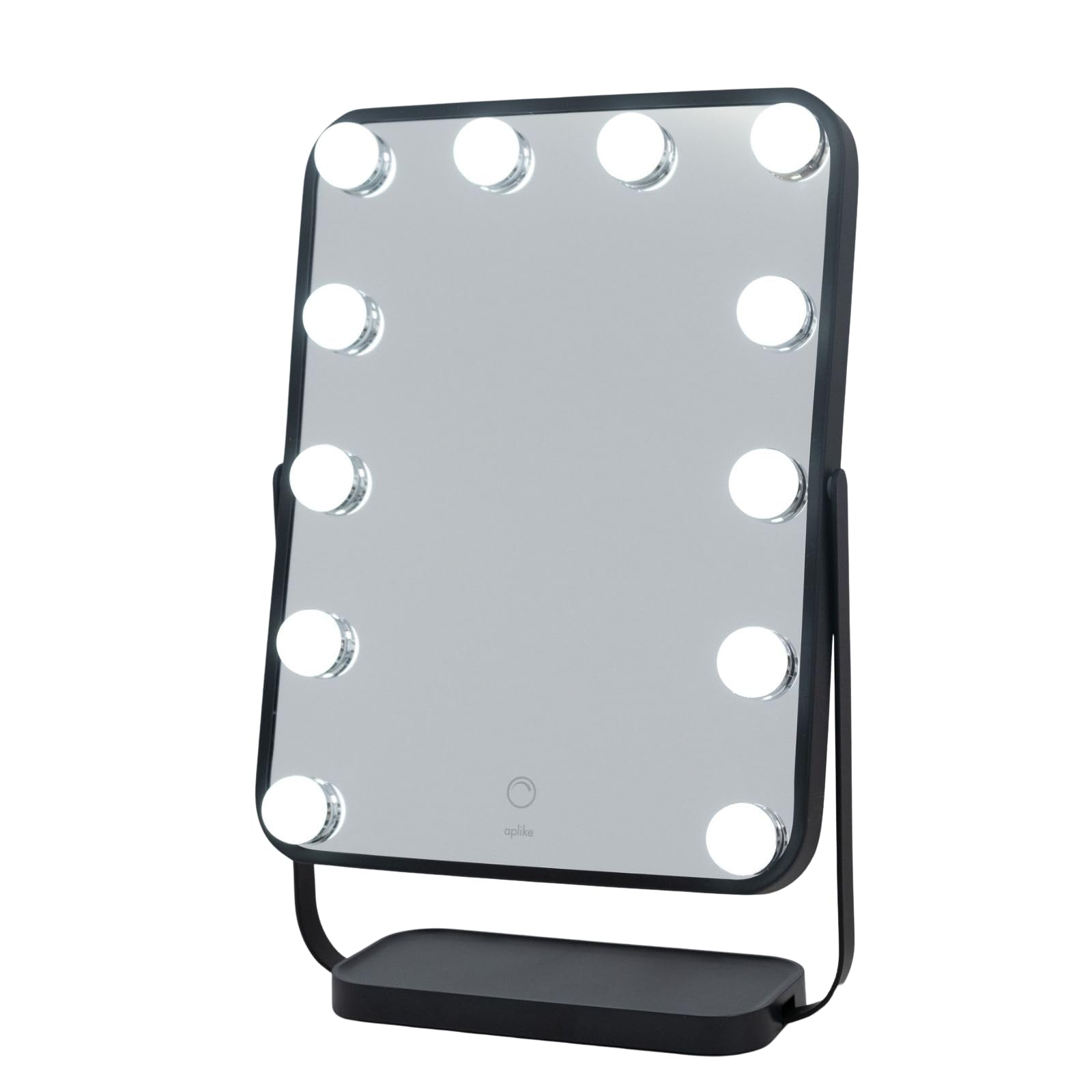 Aplike - Espejo Maquillaje con Luz, 12 Bombillas LED Hollywood, 3 Temperaturas Color (3000K-6500K), Control Táctil, Rotación 360°, Espejo Tocador Grande, Regalo Mujer (Negro)