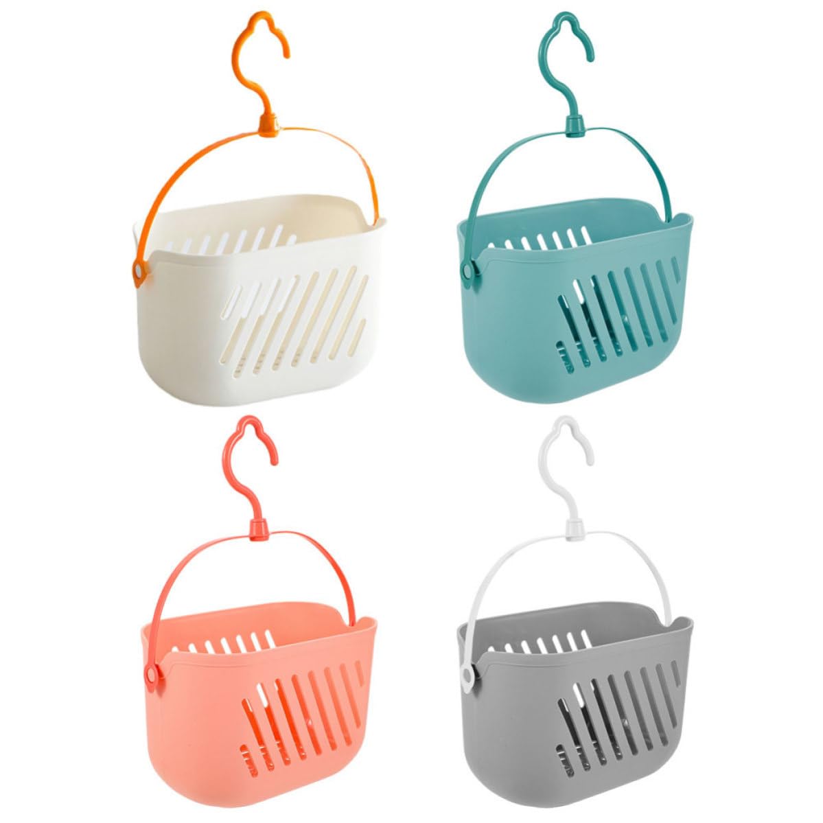 Cestas colgantes de pared para baño y cocina: organizador de plástico moderno, 4 unidades
