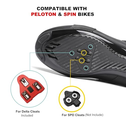 Image of KESCOO Unisex Cycling Shoes Compatible with Peloton Bike & SPD Indoor Outdoor Road Bike Cycling Shoe for Men Women, 1 Hook and Loop Strap, with Delta Cleats