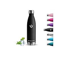 Borraccia- 750 ml- Borraccia Termica, Senza BPA, Borraccie Acciaio Inox, Senza Perdite, Borracce Termiche, Acciaio Inossidabile 18, 8, Bottiglie Metallo, Facile da Trasportare, per Fitness, Corsa, Nero