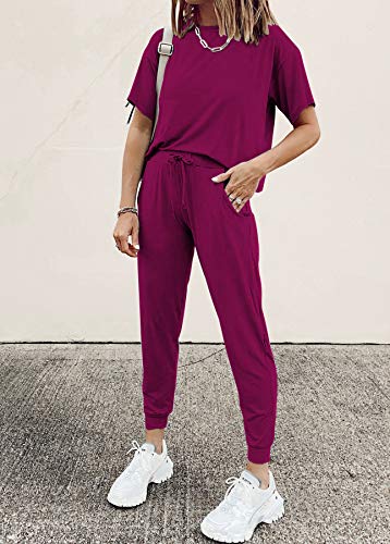 PRETTYGARDEN Women's Two Piece Sets 2025 Summer Spring Jogger Pants Travel Vacation Lounge Outfits Airplane Matching Clothes