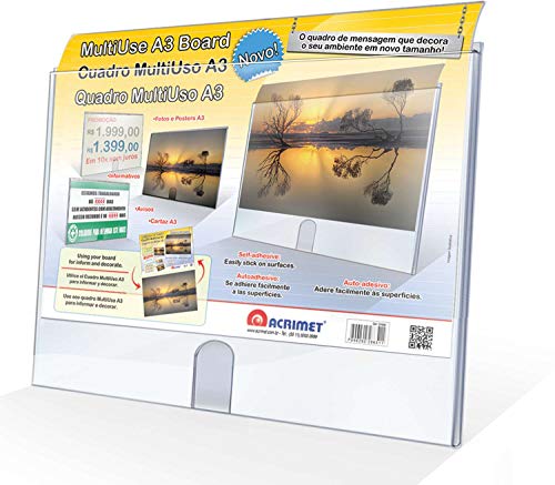 Acrimet 873-4 -Quadro Multiuso, A3 Cristal sem Suporte, pacote de 2 unidades, Multicor