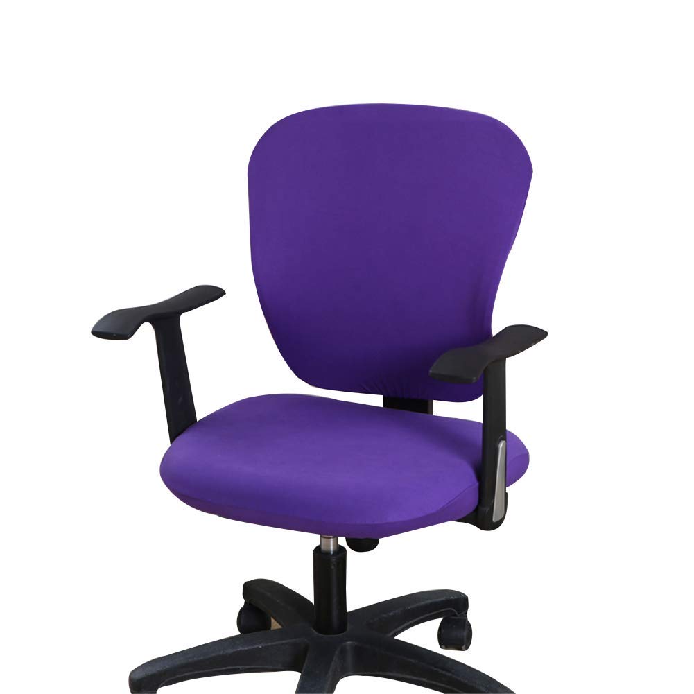 Lingrui Purple Universal Split Office Chair Cover Washable Replacement Rotatry Computer Chair Cover Stretch Swivel Office Chair Protector,Desk Task Chair Slipcover