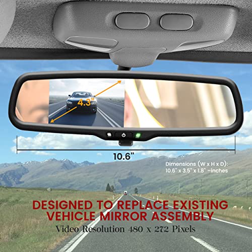 Image of Wireless Backup Rear View Camera - Waterproof License Plate Car Parking Rearview Reverse Safety /Vehicle Monitor System w / 4.3 inch Mirror Video LCD, Distance Scale Lines, Night Vision - Pyle PLCM4590WIR