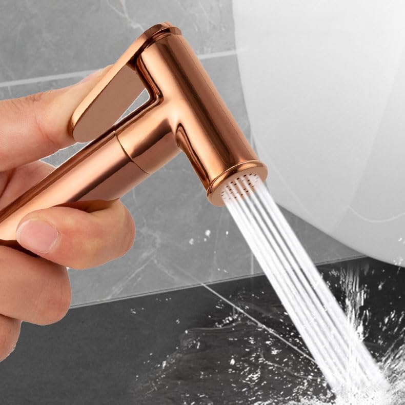 Ducha Higienica Para Wc Oro Rosa Pistola Multifunción Rociador De Bidé Para Inodoro Kit Grifo De Bidet Para Wc Agua Fría Latón oro Rosa tubo De Acero Inoxidable