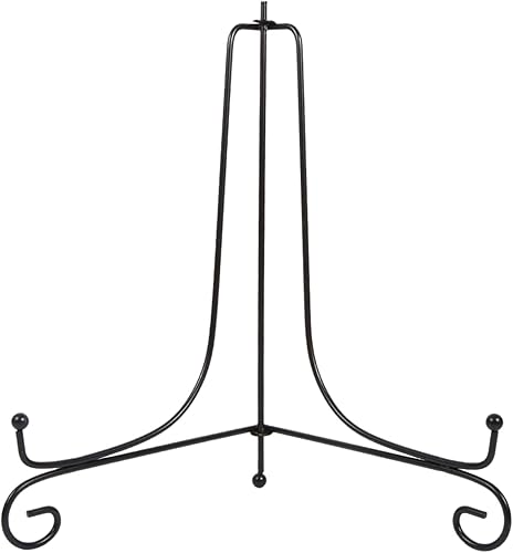 Walfront Soporte de marco de fotos de caballete de hierro negro, soporte para placa de caballete negro, soporte para obras de arte, platos