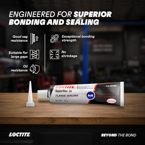 Image of LOCTITE Superflex 24 RTV Silicone Adhesive Sealant 85g (Pack of 2) | Blue Neutral Cure, One-Part, Non-Corrosive & Non-Sag | Oil Resistant | For Automotive & Industrial Sealing, Gearboxes, Pumps & Gasketing