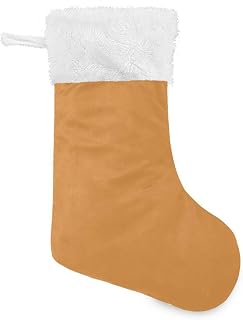 Amooorous Peru - Medias de Navidad vintage de color amarillo puro liso para la familia con calcetines de felpa para decorar la cocina, el árbol de Navidad, la habitación