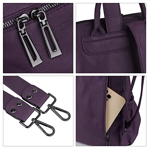 Image of Uromee Travel Backpack Purse for Women Vegan Leather Ladies Fashion Tassel Shoulder Bag Convertible