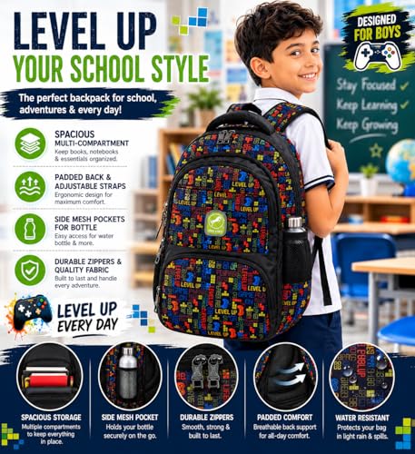 Image of Chris & Kate Premium 32 L Multi-Print School Bag for Boys Girls and Kids Spacious Interiors Casual Backpack Perfect for School, College, Everyday Use Includes Free Stationery Pouch and Rain Dust Cover