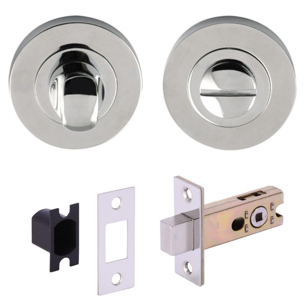 Direct Door Handles. Polished Chrome Direct Door Handles® Bathroom Toilet Door Thumb Turn Lock And Emergency Release Deadbolt Kit - Finish - Deadbolt 76Mm Overall